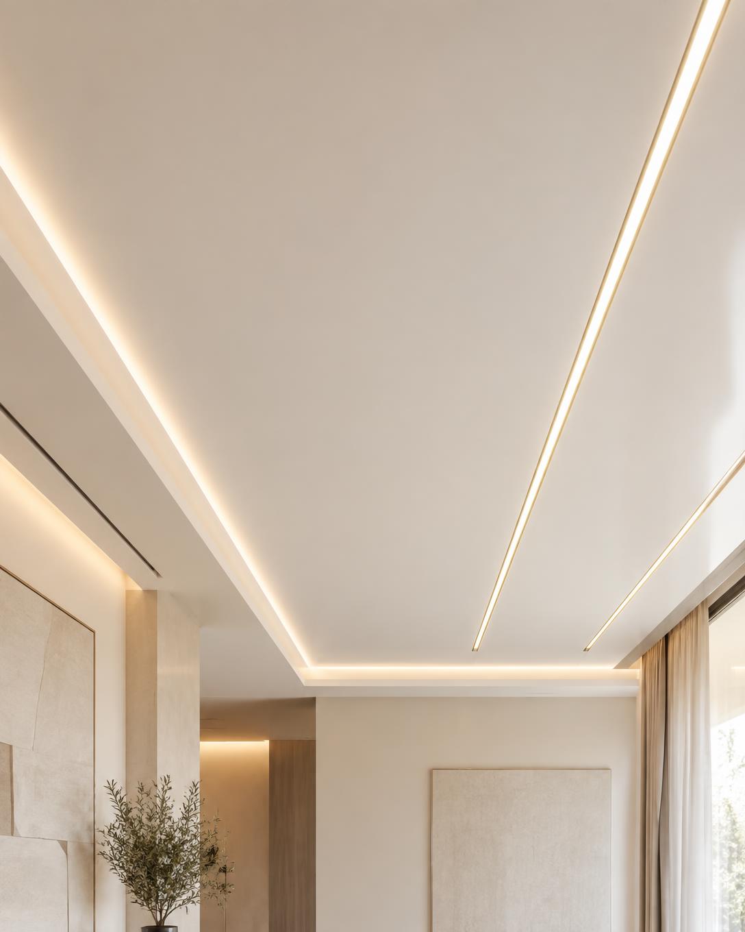 Teto vinílico com iluminação linear embutida
